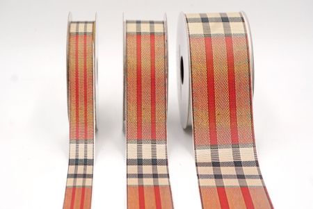 Beige, Scharlachrot und Anthrazit Karobband_AI